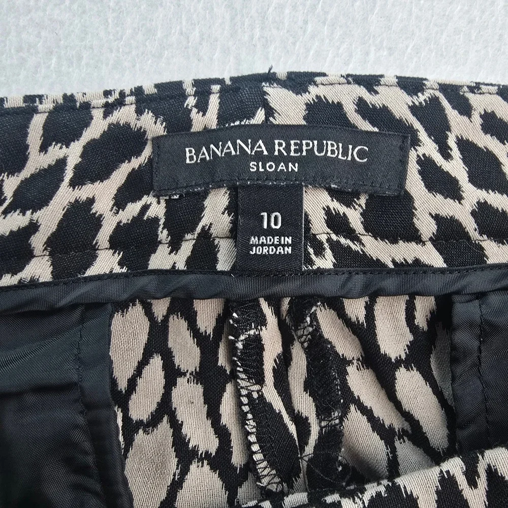 Banana Republic Sloan Leopard Animal Print Ankle Pants Tan Black Size 10